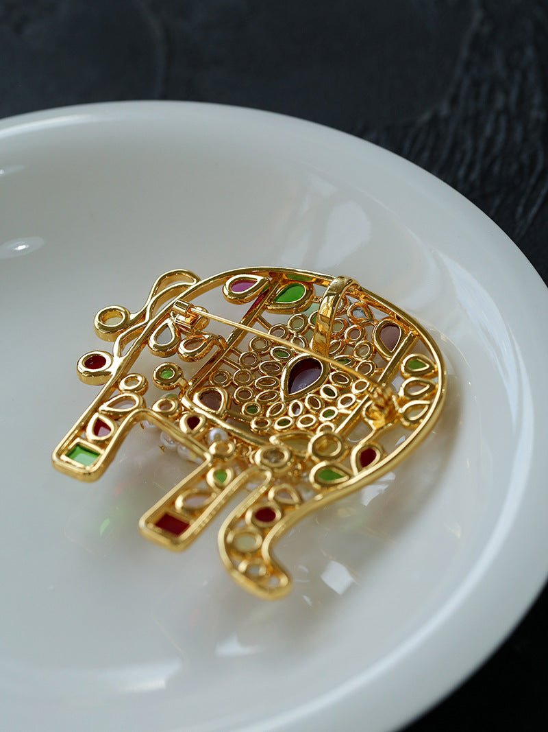 Medieval Colored Glazed Elephant Brooch