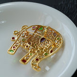 Medieval Colored Glazed Elephant Brooch