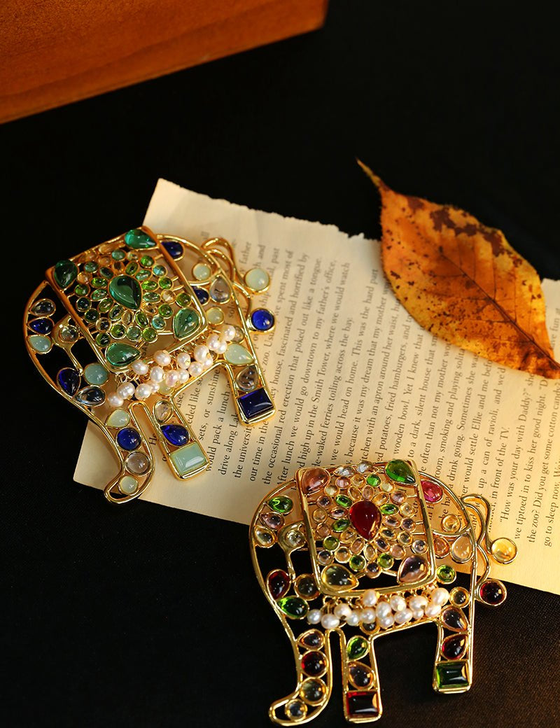 Medieval Colored Glazed Elephant Brooch