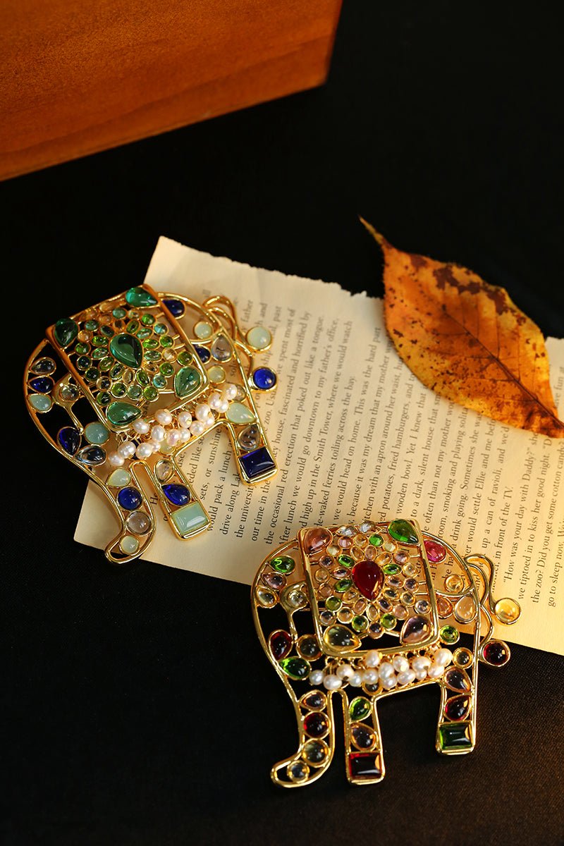 Medieval Colored Glazed Elephant Brooch