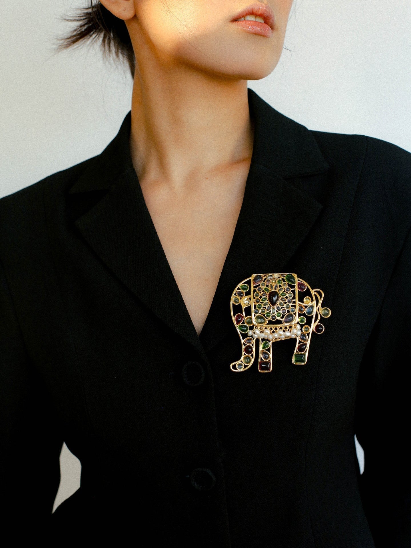 Medieval Colored Glazed Elephant Brooch