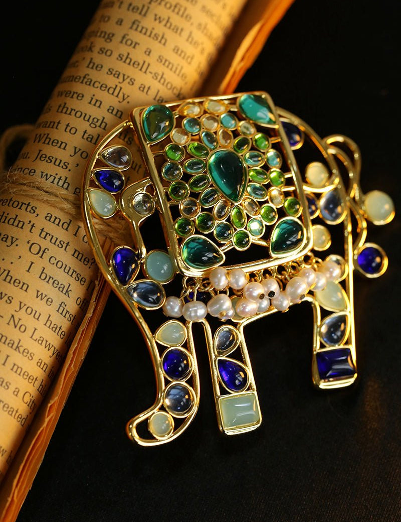 Medieval Colored Glazed Elephant Brooch