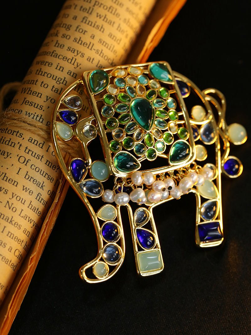 Medieval Colored Glazed Elephant Brooch