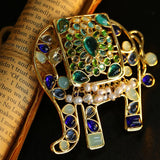 Medieval Colored Glazed Elephant Brooch