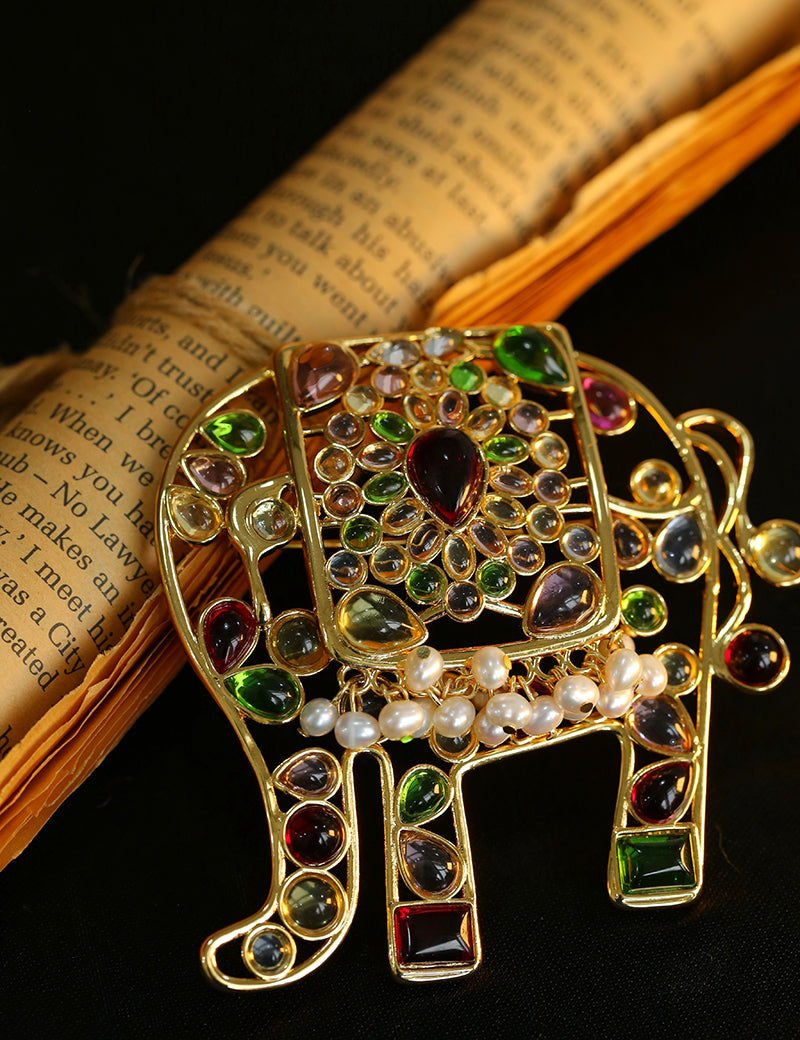 Medieval Colored Glazed Elephant Brooch
