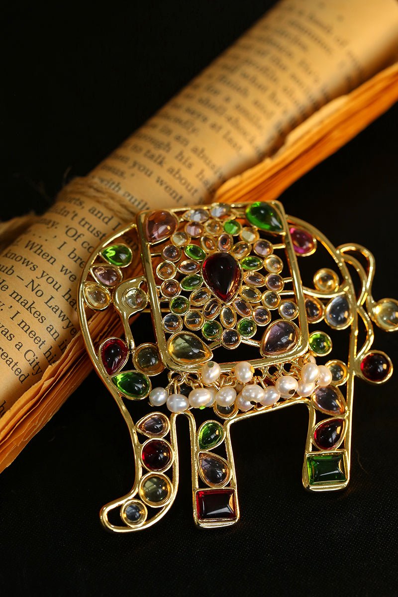 Medieval Colored Glazed Elephant Brooch