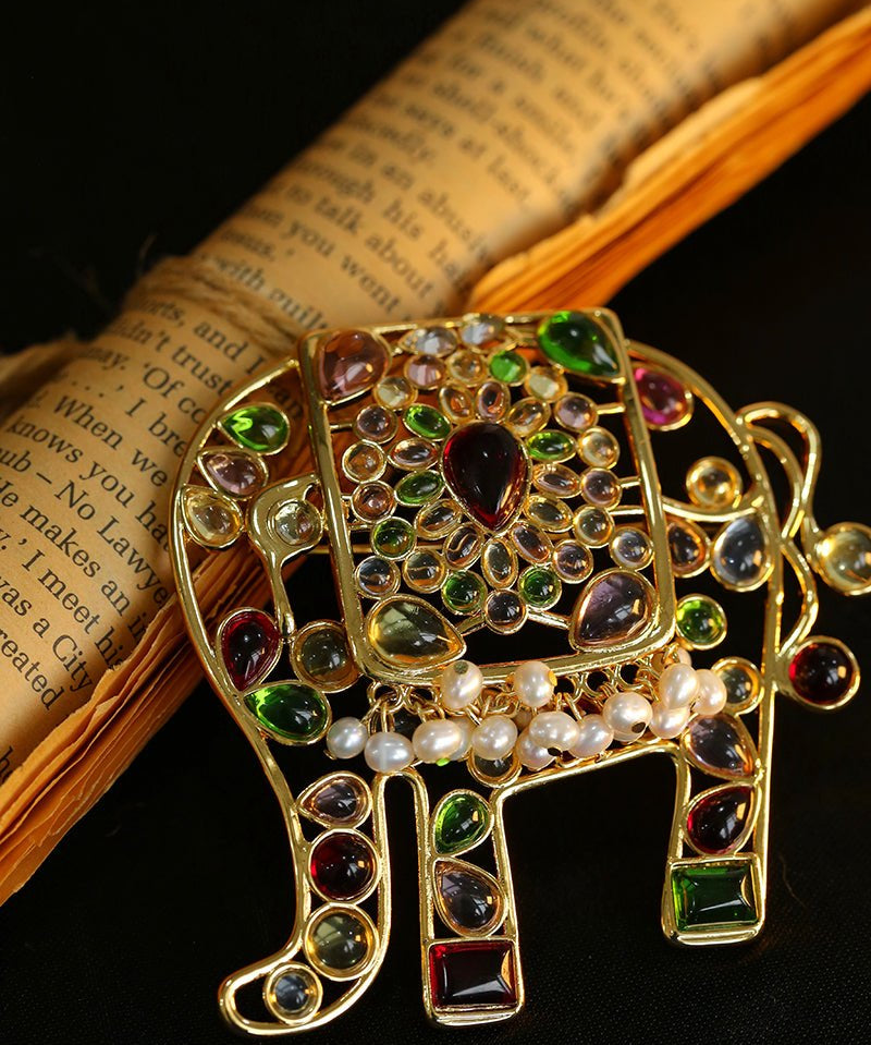 Medieval Colored Glazed Elephant Brooch