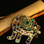 Medieval Colored Glazed Elephant Brooch