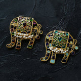 Medieval Colored Glazed Elephant Brooch gembea jewelry