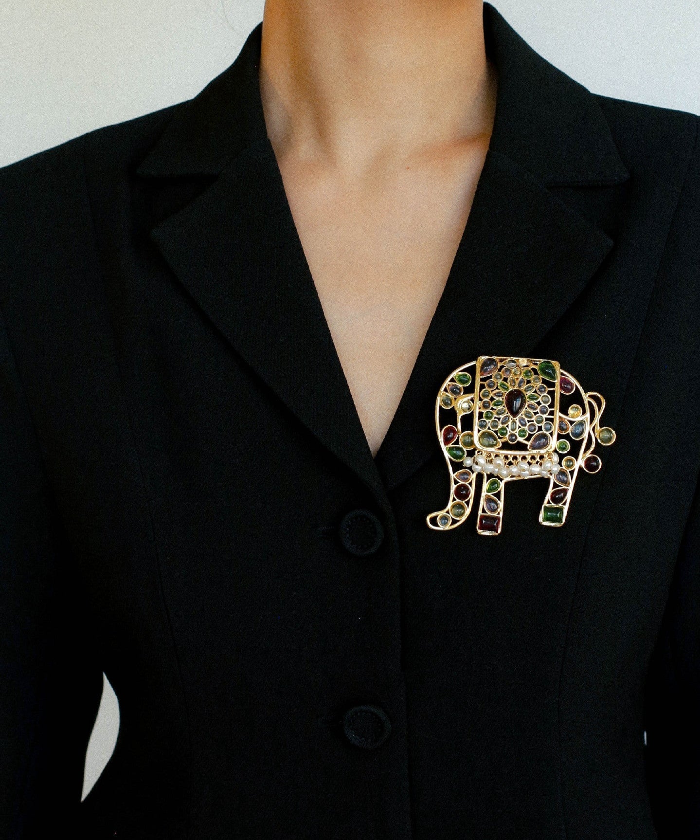 Medieval Colored Glazed Elephant Brooch gembea jewelry