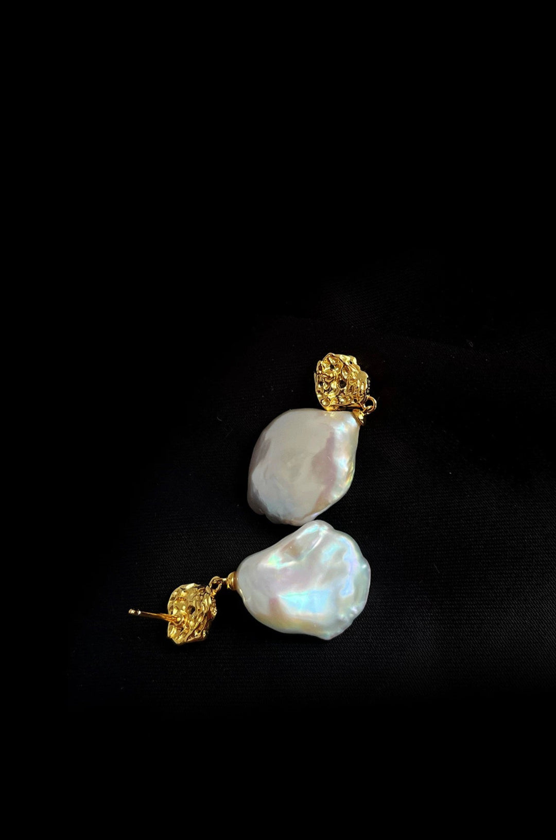 Metal Zircon Petal Baroque Pearl Drop Earrings GEMBEA JEWELRY