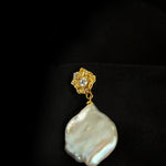 Metal Zircon Petal Baroque Pearl Drop Earrings GEMBEA JEWELRY