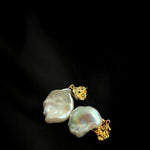 Metal Zircon Petal Baroque Pearl Drop Earrings GEMBEA JEWELRY