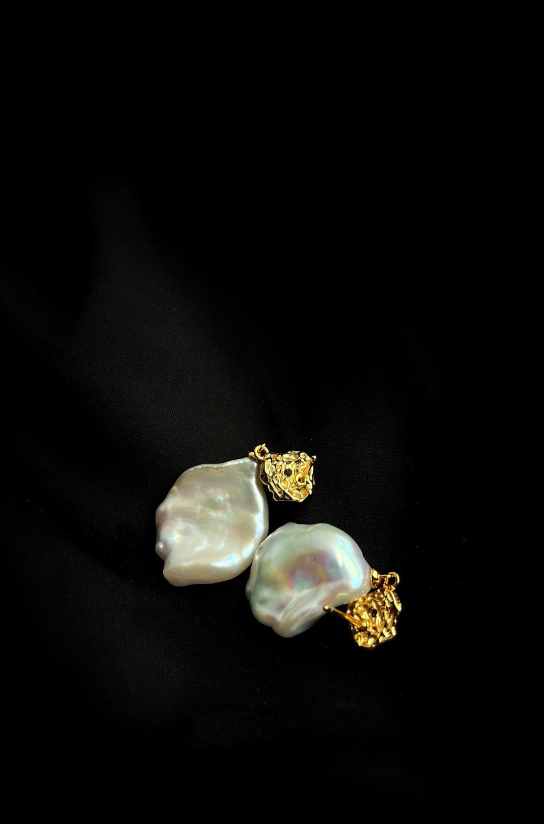 Metal Zircon Petal Baroque Pearl Drop Earrings GEMBEA JEWELRY