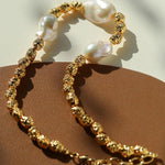 Metal Bean Natural Baroque Pearl Necklace - Gembea Jewelry