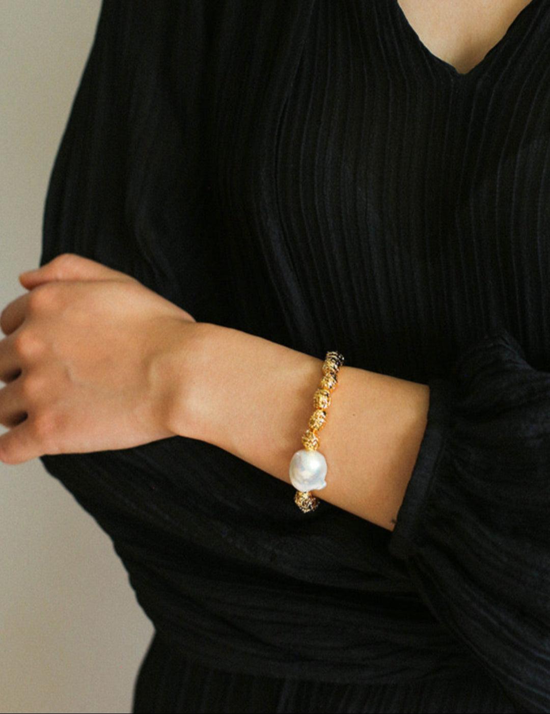 Metal Bean natural Baroque pearl Bracelets - Gembea Jewelry