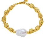 Metal Bean Natural Baroque pearl Bracelets gembea jewelry