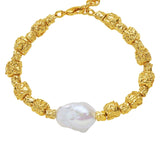Metal Bean Natural Baroque pearl Bracelets gembea jewelry