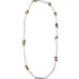 Metal Bean Strip Baroque Pearl Necklace gembea jewelry
