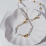 Metal Bean Strip Baroque Pearl Necklace - Gembea Jewelry