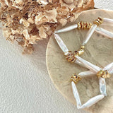 Metal Bean Strip Baroque Pearl Necklace - Gembea Jewelry