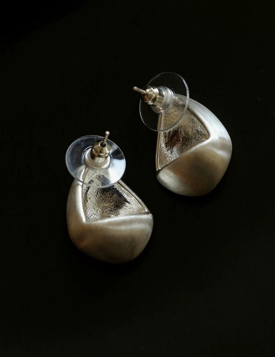 Irregular Brushed Water Drop Stud Earrings - Gembea Jewelry