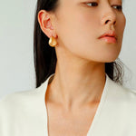 Irregular Brushed Water Drop Stud Earrings - Gembea Jewelry