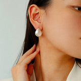 Irregular Brushed Water Drop Stud Earrings - Gembea Jewelry