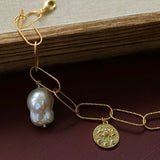 Metal Chain Baroque Pearl Pendant Bracelet gembea jewelry