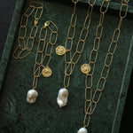 Metal Chain Baroque Pearl Pendant Bracelet - Gembea Jewelry