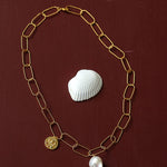 Metal Chain Baroque Pearl Pendant Necklace gembea jewelry