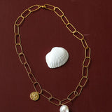 Metal Chain Baroque Pearl Pendant Necklace gembea jewelry
