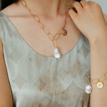 Metal Chain Baroque Pearl Pendant Necklace gembea jewelry