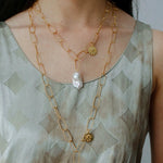 Metal Chain Baroque Pearl Pendant Necklace gembea jewelry