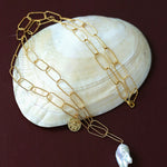 Metal Chain Baroque Pearl Pendant Necklace gembea jewelry