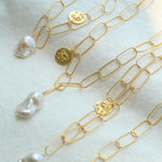 Metal Chain Baroque Pearl Pendant Necklace - Gembea Jewelry
