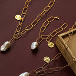 Metal Chain Baroque Pearl Pendant Necklace gembea jewelry