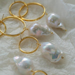 Metal Circle Baroque Pearl Drop Earrings - Gembea Jewelry