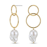 Metal Circle Baroque Pearl Drop Earrings gembea jewelry