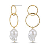 Metal Circle Baroque Pearl Drop Earrings gembea jewelry
