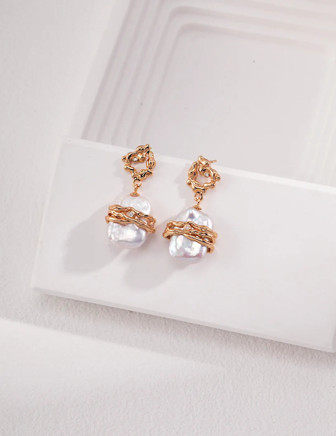 Metal Lava Baroque Pearl Drop Earrings - Gembea Jewelry