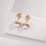 Metal Lava Baroque Pearl Drop Earrings - Gembea Jewelry