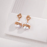 Metal Lava Baroque Pearl Drop Earrings - Gembea Jewelry