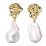 Metal Lava Baroque Pearl Drop Earrings gembea jewelry