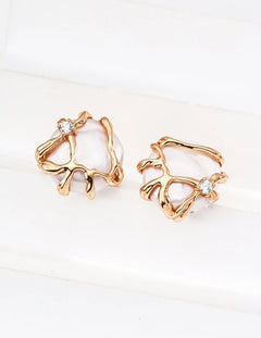 Metal Lava Pearl Stud Earrings - Gembea Jewelry