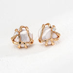 Metal Lava Pearl Stud Earrings - Gembea Jewelry