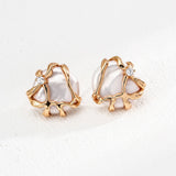 Metal Lava Pearl Stud Earrings - Gembea Jewelry