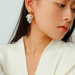 Metal Lava Petite Bow Pearl Earrings gembea jewelry