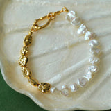 Metal Petal Baroque Pearl Bracelet - Gembea Jewelry