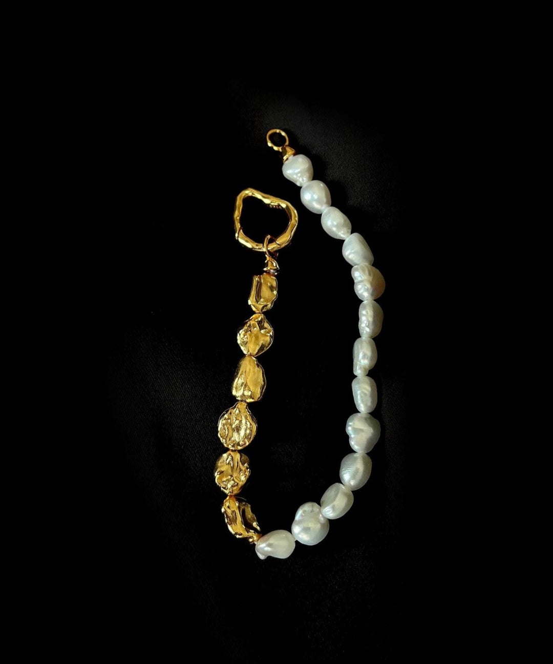 Metal Petal Baroque Pearl Beaded Bracelet gembea jewelry